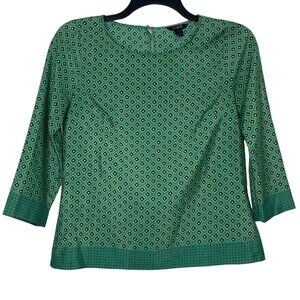 J.Crew Womens Blouse Size Small 3/4 Sleeves Round Neck Geometric Style 91566